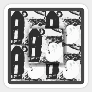 Haunted House Black and White Tile Pattern Sticker